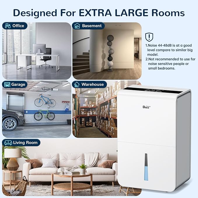Dehumidifier for Basement,Energy Star Certified for 4500 Sq.Ft Large Room, MAX to 70 Pints/day, included 16.4 Feet Drain Hose and Pump,White