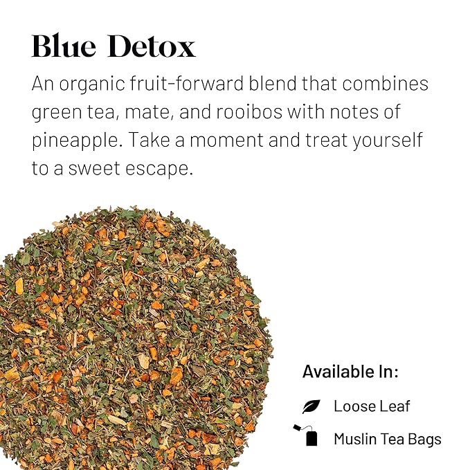 Kusmi Tea - Blue Detox - Blend of Green Tea, Mate & Pineapple - Rosehip, Rooibos, Mint, Guarana Flavours - Enjoy Hot or Iced - Loose Leaf Tea - Tin Box of 3.5 oz - Quantity for about 50 cups-FlexoryFit