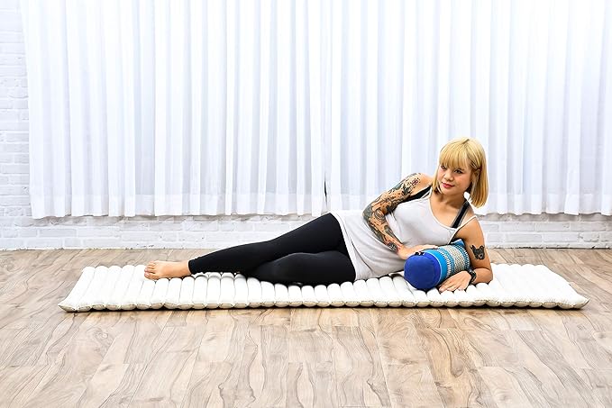 Leewadee Small Yoga Bolster – Shape-Retaining Cervical Neck Roll, Tube Pillow for Comfortable Reading, Kapok Filling, 22 x 6 x 6 inches-FlexoryFit