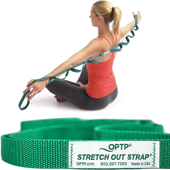 OPTP The Original Stretch Out Strap with Exercise Book, for Flexibility and Mobility Exercises. Stretch Out Straps for Physical Therapy, Yoga Stretching Strap and Knee Therapy Strap. Made in the USA-FlexoryFit