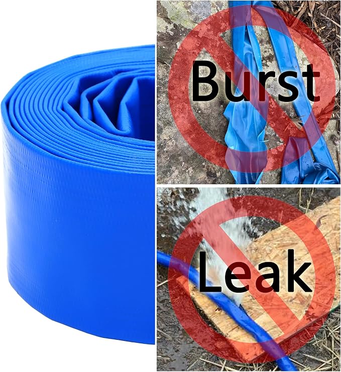 DAVCO 3" x 50 ft Pool Backwash Hose, Heavy Duty Reinforced Blue PVC Lay Flat - Image 4