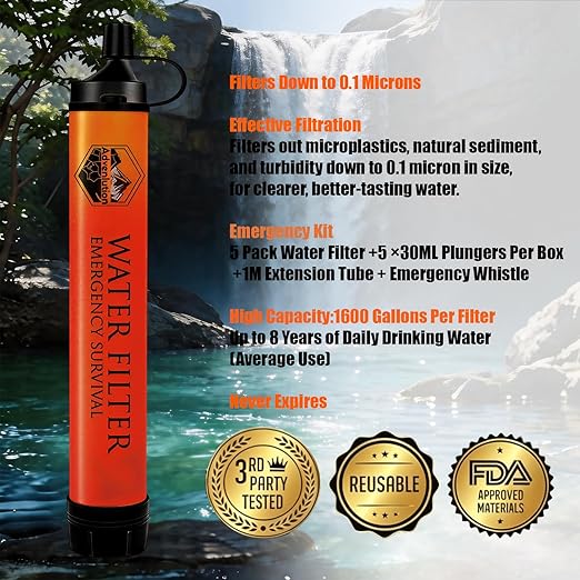 5-Pack Personal Water Filter Straw - Image 3