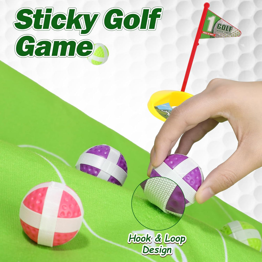 Liberry Kids Golf Set for 3 4 5 6 7 Years Old Boys Girls, Golf Chipping Game with Golf Mat, Sticky Balls, Storage Bag, Retractable Golf Clubs Indoor Outdoor Sports Toy Gift Toss Game(Grey)