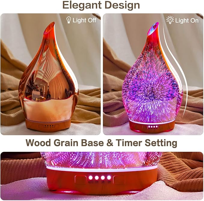 Porseme 280ml Essential Oil Diffuser,Aroma Ultrasonic Humidifier with Remote Control,BPA Free, Auto Shut-Off,Timer Setting