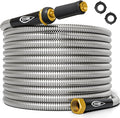 TITAN Garden Hose 50FT - 304 Stainless Steel Metal Water Hose, Flexible, Kink-Free, Lightweight, Durable, Crush Resistant Fittings, Easy to Coil, 500 PSI
