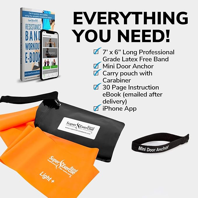 7Ft Long Resistance Bands for Stretching - Resistance Bands Set with Door Anchor - Exercise Bands Including Carry Pouch, E-Book & App - Latex-Free Workout Bands-FlexoryFit