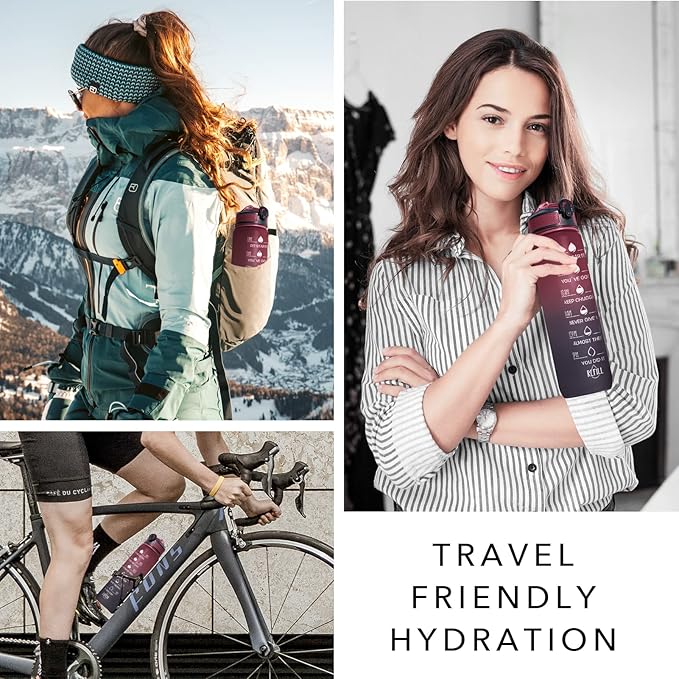 Hyeta 32 oz Water Bottles with Times to Drink and Straw, Motivational Water Bottle with Time Marker, Leakproof, Drinking Sports Water Bottle for Fitness, Gym and Outdoor-FlexoryFit