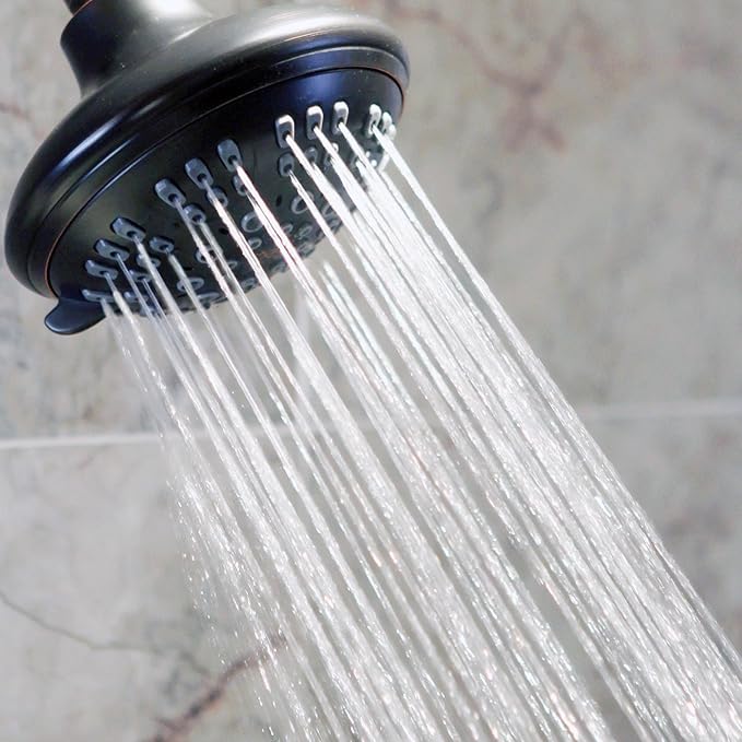 6 Function Adjustable Luxury Shower Head - High Pressure Boosting, Wall Mount, Bathroom Showerhead For Low Flow Showers, 2.5 GPM - Oil-Rubbed Bronze