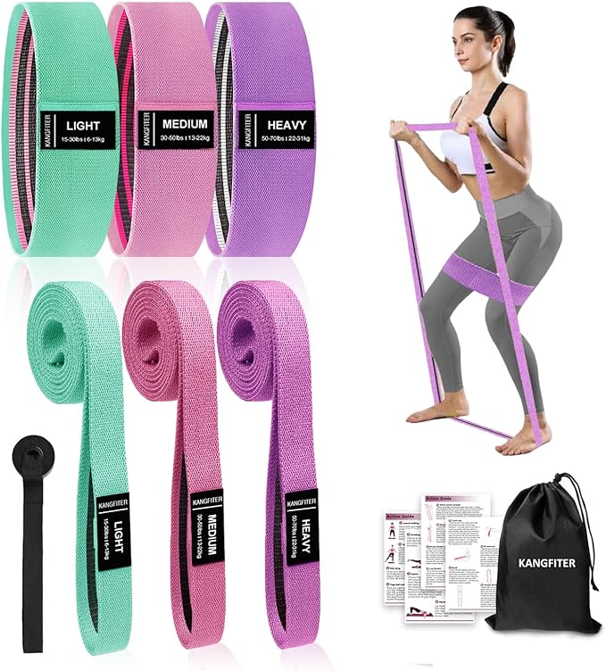 Long and Short Fabric Resistance Bands with Door Anchor 7 PCS, Non-Slip Stretch Booty Bands for Working Out Women & Men, Loop Exercise Elastic Bands for Home Physical Therapy Yoga Pilates-FlexoryFit