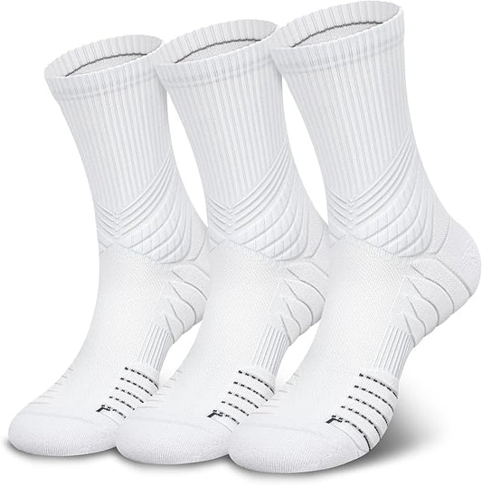 Hylaea Compression Running Socks for men, Coolmax Anti-Blister Cushion Crew Socks for Athletic, Moisture Wicking & Seamless-FlexoryFit