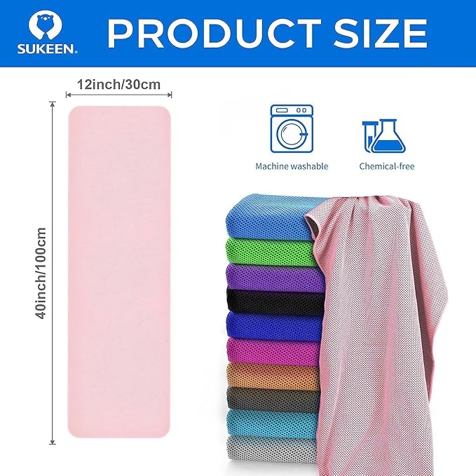 Sukeen Cooling Towel (40"x12"), Ice Towel Sets,Soft Breathable Chilly Towel,Microfiber Towel for Yoga,Sport,Running,Gym,Workout,Camping,Fitness,Workout & More Activities, 6 Pack-FlexoryFit