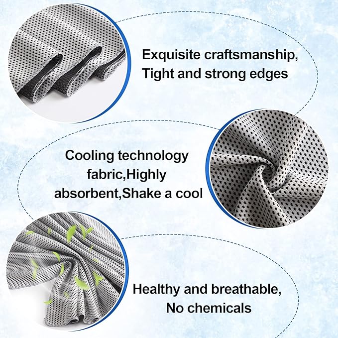 Shellwei 50 Pcs Cooling Towel 40 x 12 Inch Microfiber Workout Towels Breathable Chilly Towel Ice Cool Cold Towels Bulk Fast Drying Absorbent Sweat Rag for Neck Yoga Sports Golf Gym-FlexoryFit