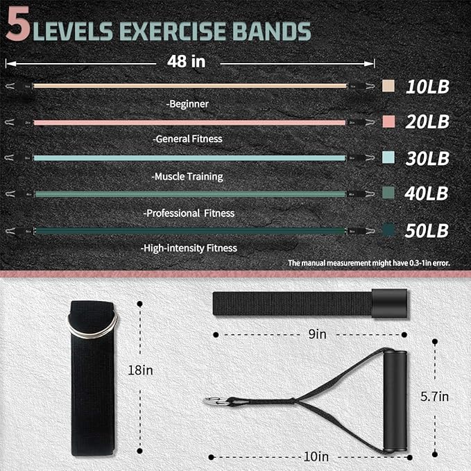 VEICK Resistance Bands, Exercise Bands for Working Out with Handles, Elastic Workout Bands for Men Women, Exercising Bands for Strength Training Equipment at Home Gym-FlexoryFit