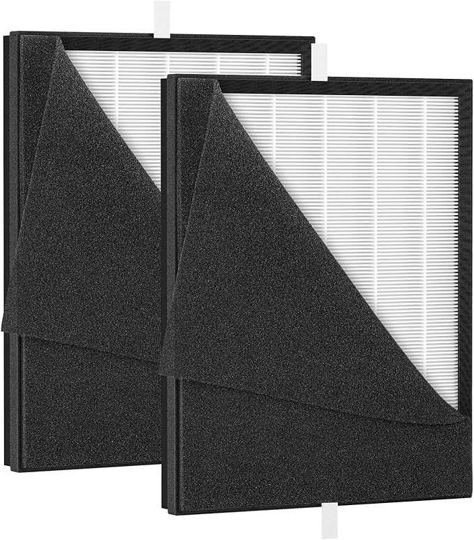 2 Pack KJ190L Filter Replacement for MOOKA KJ190L Air Puri-fier for Home Large Room 2200 Ft², 3 Stage Filtration for Smoke Dust Pollen Pets Hair Dander Odor, 2 HEPA Filters and 4 Washable Pre-Filters
