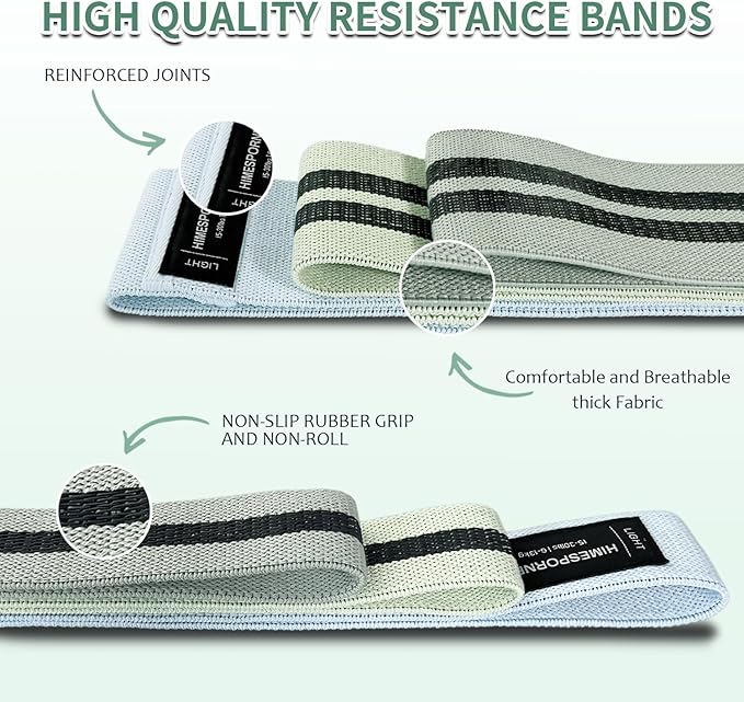 Wide Fabric Resistance Bands Set for Working Out, Non-Slip Exercise Booty Bands for Women & Men Leg and Glutes with Hair Ties and Tape Measure - for Home Gym Workout, Yoga, Pilates-FlexoryFit