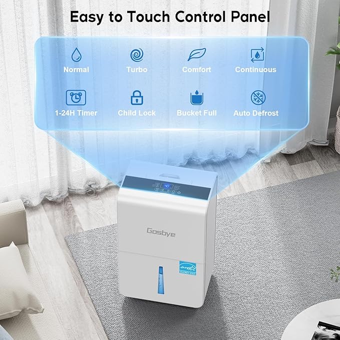 4500 Sq.Ft. Most Efficient Energy Star 2024 Dehumidifier for Basement with Drain Hose, Max 115 Pints/D Dehumidifier for Large Room, [45dB Quiet Compressor], Easy Drainage, Auto-restart, White