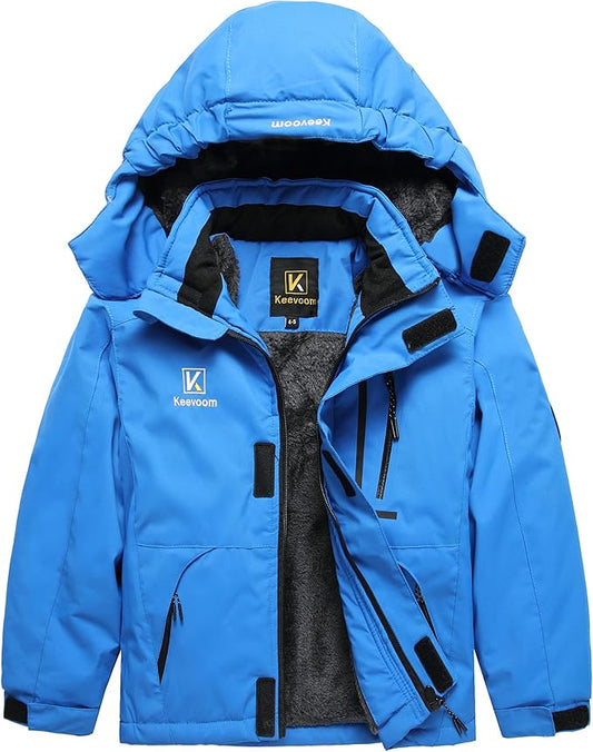 Keevoom Boys Winter Coat Ski Jacket Windproof Kids Snowboard Warm Fleece Snow Coat Waterproof Outdoor Hooded Ski Coats-FlexoryFit