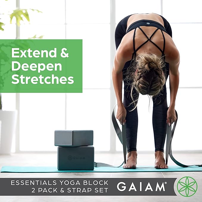 Gaiam Yoga Block - Supportive Latex-Free Eva Foam - Soft Non-Slip Surface with Beveled Edges for Yoga, Pilates, Meditation - Yoga Accessories for Stability, Balance, Deepen Stretches-FlexoryFit