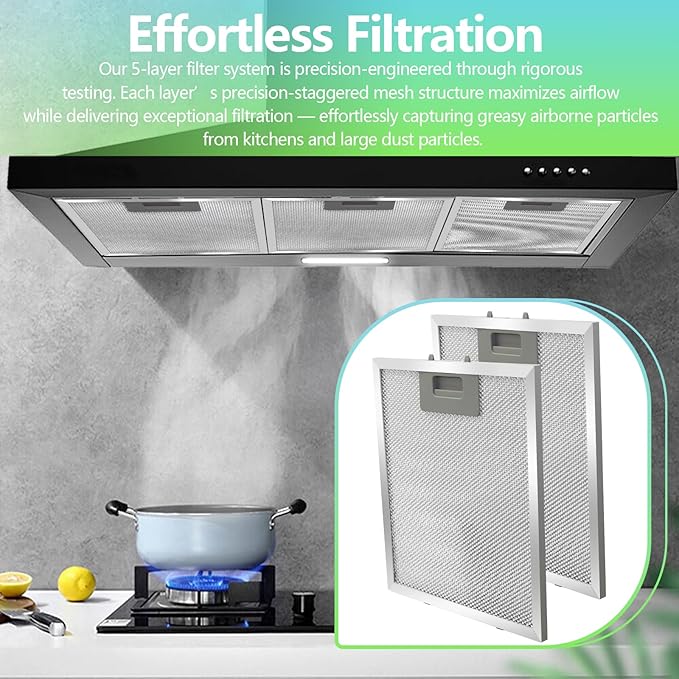 S97018029 Range Hood Filter Replacement - 10.25"x9" Aluminum Frame & Mesh with Plastic Clips - 2 Pack by seteams