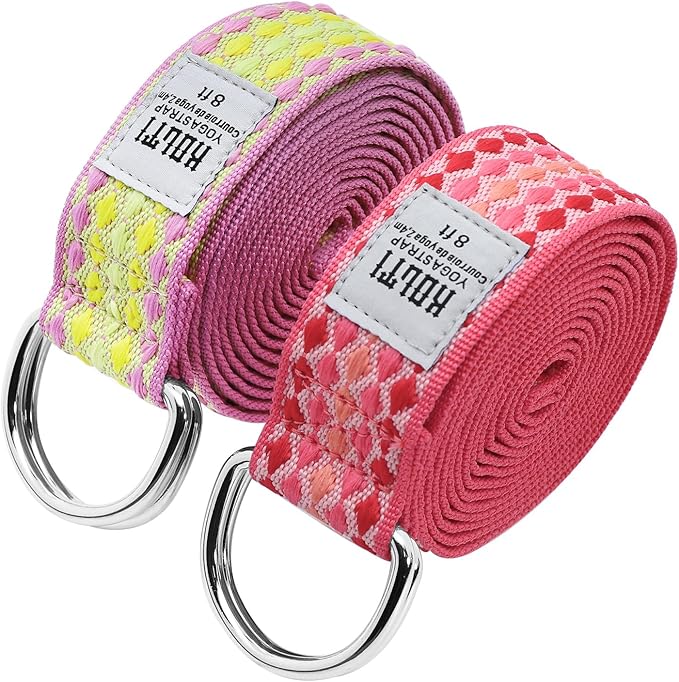 Yoga Exercise Adjustable Straps 8FT with Durable D-Ring for Pilates & Gym Workouts | Hold Poses, Stretch, Improve Flexibility & Maintain Balance-FlexoryFit
