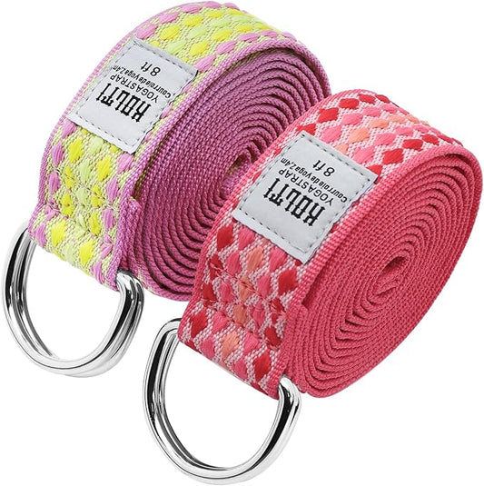 Yoga Exercise Adjustable Straps 8FT with Durable D-Ring for Pilates & Gym Workouts | Hold Poses, Stretch, Improve Flexibility & Maintain Balance-FlexoryFit