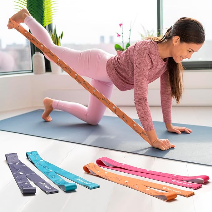 Yoga Strap for Stretching - 8 Loops Stretching Strap - Essential Yoga Accessories for Flexibility and Enhanced Stretching - Ideal Stretch Strap in Yoga and Pilates-FlexoryFit