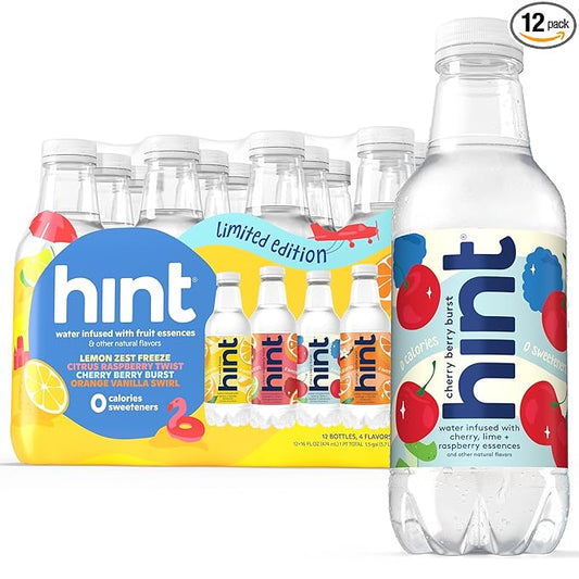 Hint Fruit-Infused Bottled Water, Summer Classics Variety Pack - Sugar Free Flavored Water with Zero Calories, Natural Fruit Essences, and No Artificial Sweeteners - 16 Fl Oz (Pack of 12)-FlexoryFit