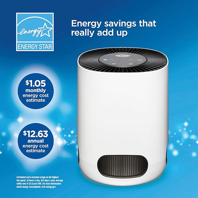 Clorox Air Purifiers for Bedroom Home, True HEPA Filter, Small Rooms Up to 200 Sq Ft, Removes 99.9% of Mold, Viruses, Wildfire Smoke, Allergens, Pet Allergies, Dust, AUTO Mode, Whisper Quiet