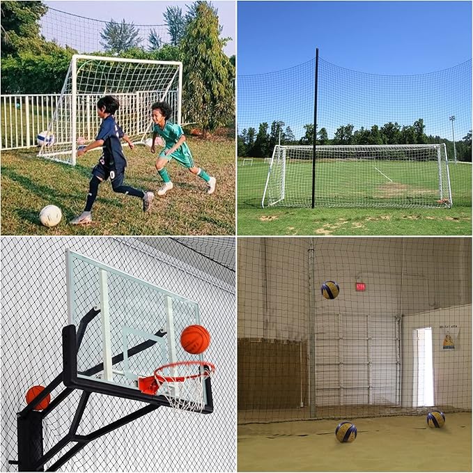 Soccer Backstop Net, High Impact Barrier Net, Nylon Practice Sports Netting 10x20ft/10x30ft/10x40ft (Installation Rope Included)