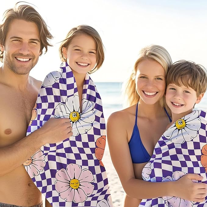 JML Personalized Beach Towel with Name, Custom Flower Beach Towel, Customized Microfiber Pool Towel, Quick Dry & Absorbent Swim Towel for Adult,Anniversary, Birthday, Summer Holiday,Vacation-FlexoryFit