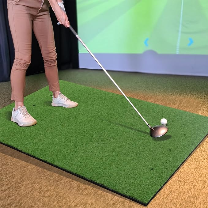 Tangkula Golf Hitting Mat, Artificial Turf Mat for Indoor/Outdoor Golf Practice Includes 2 Rubber Tees & 2 Alignment Sticks, Golf Training Mat for Home Backyard Garage