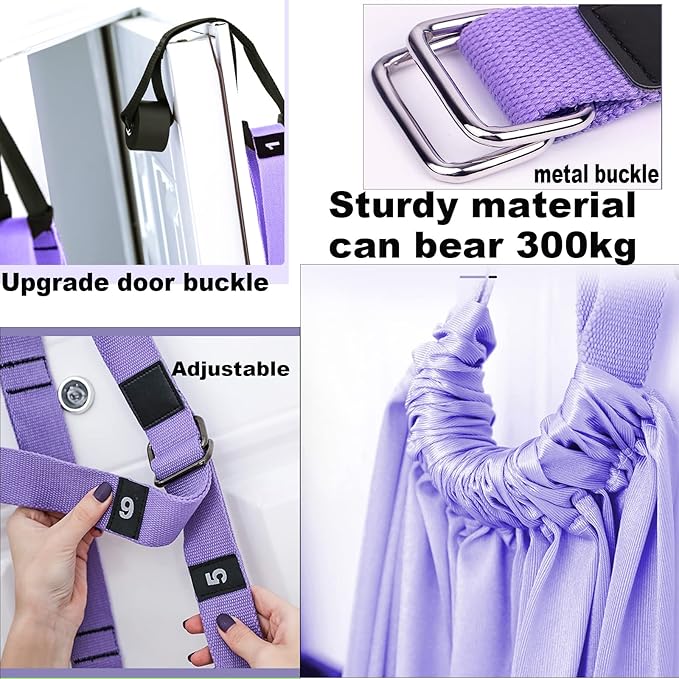 Tchrules Leg Stretcher Strap, Backbend Training Belt with Door Anchor, Flexibility Trainer Stretching Equipment Assist Stretch Strap for Fitness Gymnastics Dance Aerial Yoga Ballet-FlexoryFit