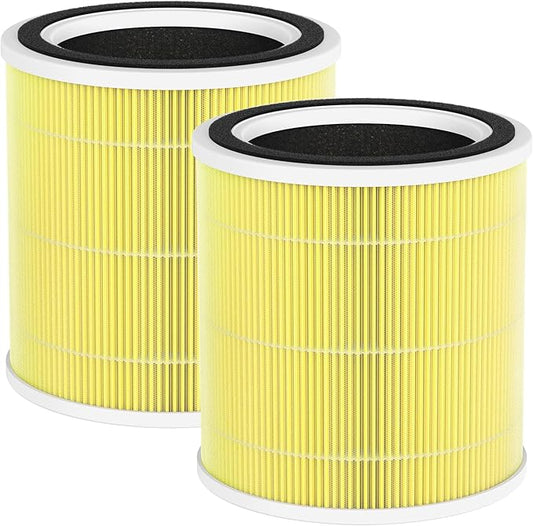2 Pack AC400 Pet Care Replacement Filter Compatible with Purivortex AC400 Air Cleaner Purifier, 3-in-1 Filter of Main Filters and Activated Carbon Filter, Yellow
