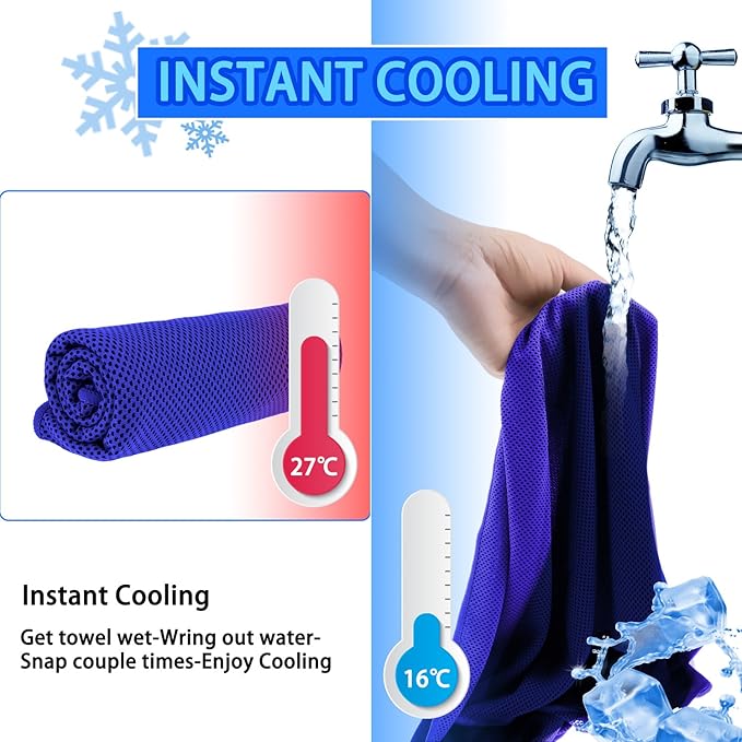 Cooling Towels 40 Pack 40"x 12", 160gsm Bulk Cool Towels, Soft Breathable, Super Absorbent, Quick Cold Towel, for Bowling, Yoga, Travel, Camping, Golf, Football, Hiking, Outdoor Work-FlexoryFit