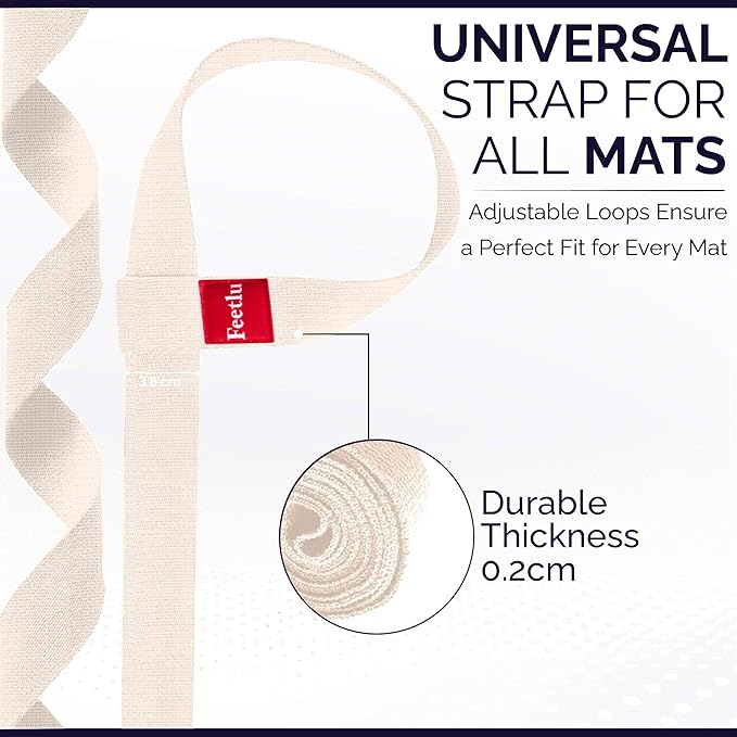 Yoga Mat Straps 2 in 1 - Cotton - Adjustable anti-slip straps for yoga, pilates, stretching, for carrying mats-FlexoryFit