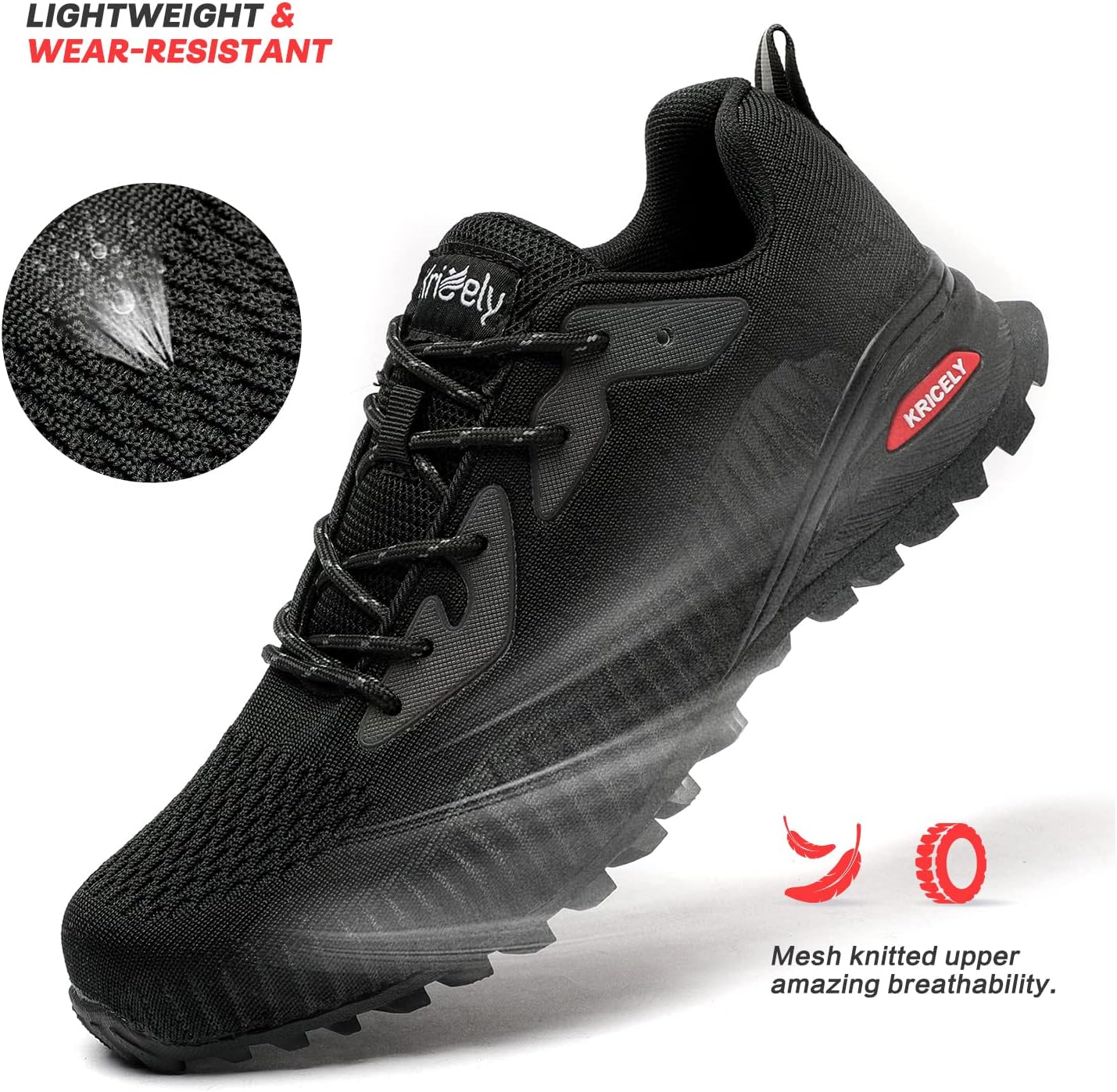 Kricely Men's Trail Running Shoes Fashion Walking Hiking Sneakers for Men Tennis Cross Training Shoe Outdoor Snearker Mens Casual Workout Footwear