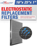 16x25x1 Electrostatic Air Filter, MERV 8, Washable, Reusable Furnace AC/HVAC Filter, Energy Saving, Easy to Clean, Long-Lasting by LifeSupplyUSA