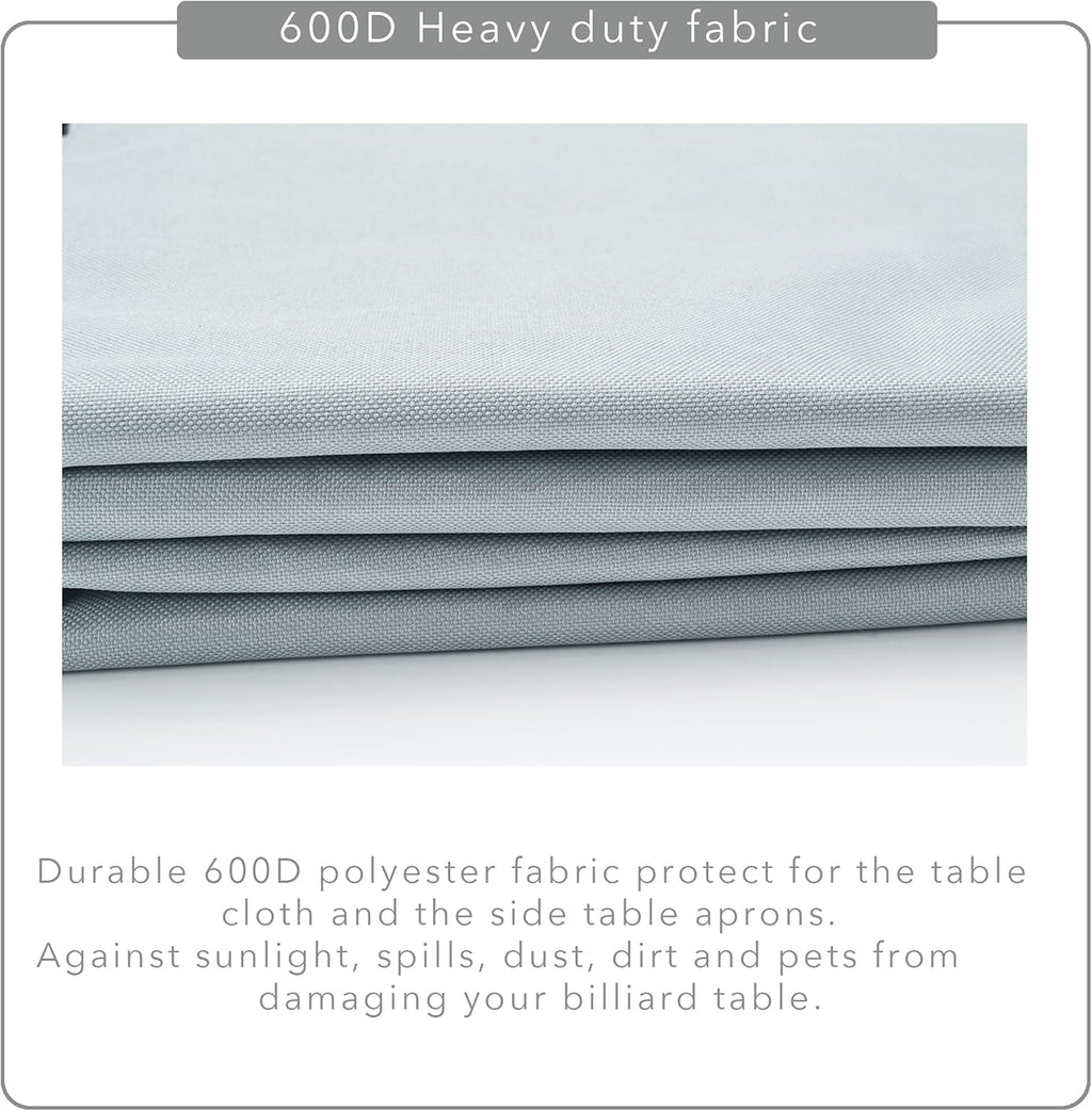 7/8/9FT Heavy Duty 600D Polyester Canvas Billiard Pool Table Cover(7 Colors Available) (Gray, 9-Foot)