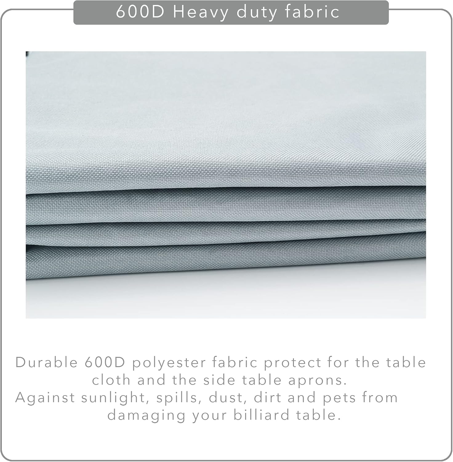 7/8/9FT Heavy Duty 600D Polyester Canvas Billiard Pool Table Cover(7 Colors Available) (Gray, 8-Foot)