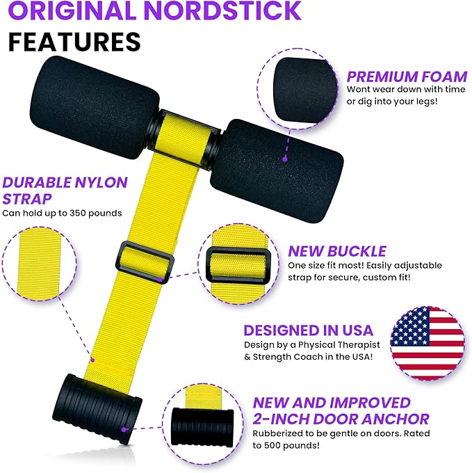 NordStick Nordic Hamstring Curl Strap - Original Nord Stick Exercise Set for Home and Travel - 5 Second Set Up-FlexoryFit