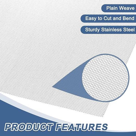 uxcell 30 Mesh 79" x 10" Woven Wire Mesh, 316 Stainless Steel Air Vent Filter - Image 3