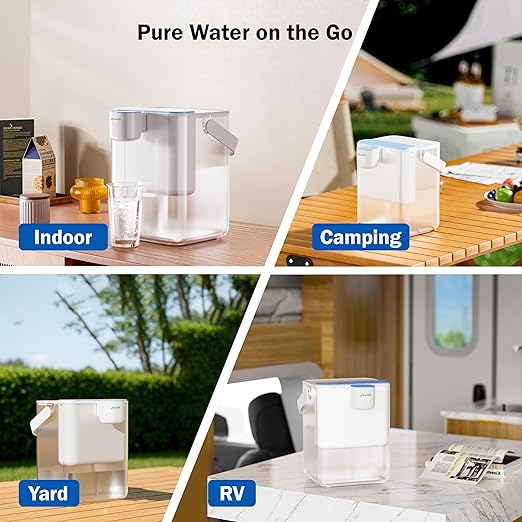 Frizzlife 400-Gallon Electric Water Filter Dispenser with 2 Filters (8-Stage Filtration),Reduce 99.9% of Lead, 6 Months Rechargeable Water Pitcher, BPA-Free Instant Countertop Water Filter System,MD40
