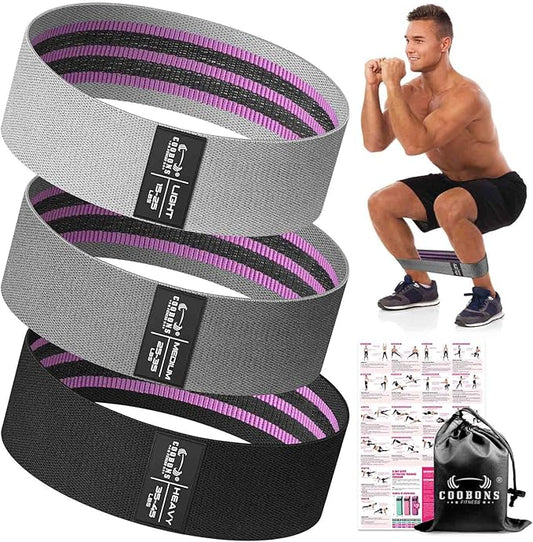 Fabric Resistance Bands for Working Out - Exercise Bands for Women and Men, Booty Bands for Legs and Glute, Yoga, Pilates, Rehab, Fitness and Home Workout-FlexoryFit