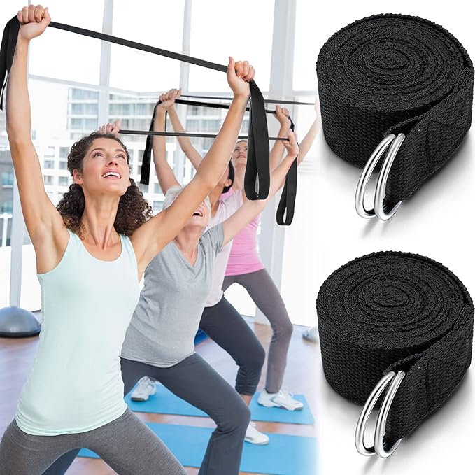 6 Pcs Yoga Strap for Stretching 8 Ft Yoga Exercise Adjustable Straps Bands with Safe Adjustable D Ring Buckle for Pilates Gym Workouts Fitness Improves Sitting Posture-FlexoryFit