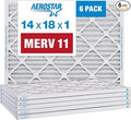 Aerostar 14x18x1 MERV 11-6 Count - Pleated Furnace & Air Conditioner Filters - Removes Dust, Cold & Flu Germs, Lint, Mold, Pet Dander, Allergy-Causing Pollen, Smog & Smoke