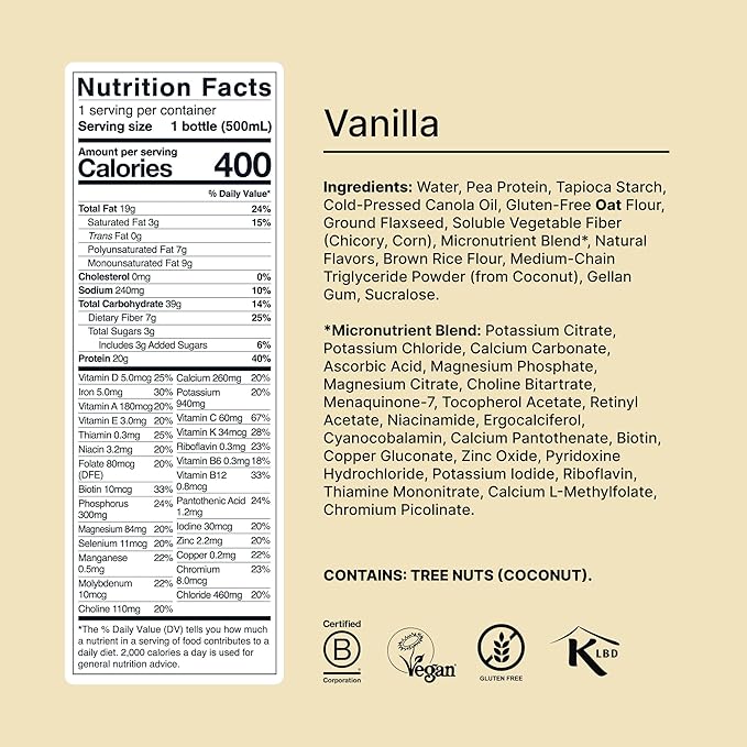 Huel Ready-to-Drink | Vanilla Meal Replacement Drink | High Protein Drink | Nutritionally Complete, Low Sugar, High Fiber, Plant Based, Vegan, Healthy | 20g Protein Per Bottle, 16.9 Fl Oz (12 Pack)-FlexoryFit
