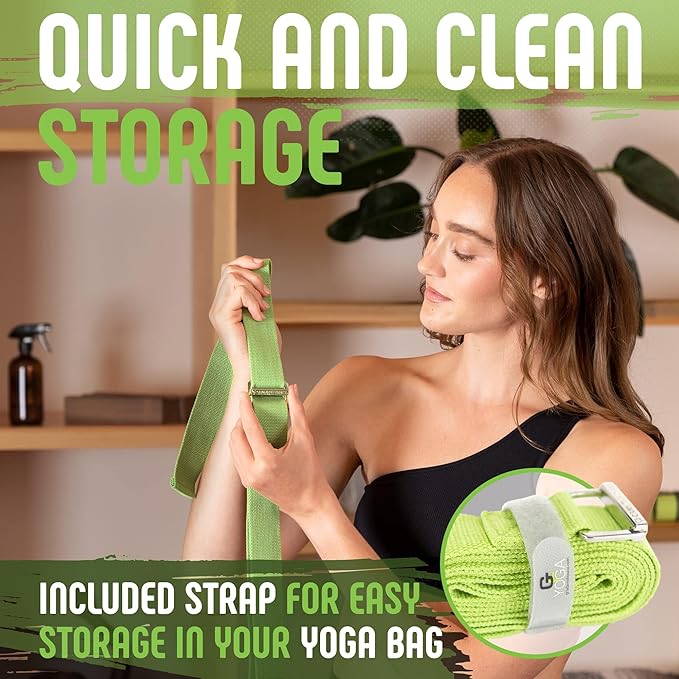 Gradient Fitness Yoga Strap, Friction-Less Easy-Feed Buckle, Super Soft Cotton/Polyester Blend Webbing, Free eGuide. (8 Feet)-FlexoryFit