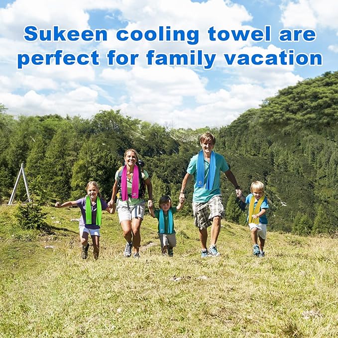 Sukeen 12 Pack Cooling Towel (40"x12"), Ice Towel Sets,Soft Breathable Chilly Towel,Microfiber Towel for Yoga,Sport,Running,Gym,Workout,Camping,Fitness,Workout-FlexoryFit