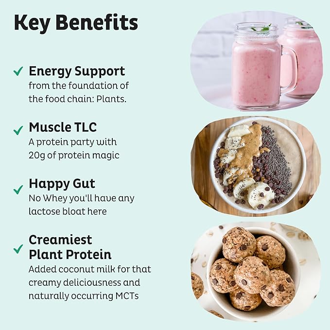KOS Vegan Protein Powder, Unflavored & Unsweetened - Low Carb Pea Protein Blend, Organic Superfood Rich in Vitamins & Minerals - Keto, Soy, Dairy Free - Meal Replacement for Women & Men - 28 Servings-FlexoryFit