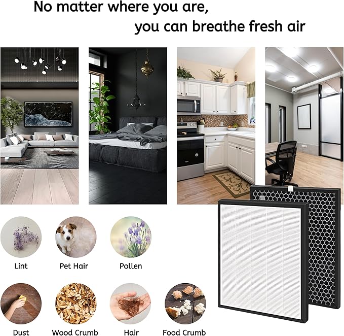 Nispira LV-PUR131 Filter Replacement for Levoit Air Purifier LV-PUR131 3-in-1 HEPA Carbon, 3 Packs